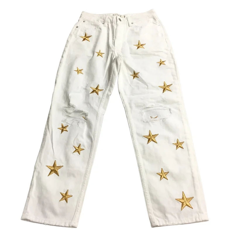 Women's Jodhpurs with Sweetheart CollarJeans Straight By We The Free In Gold & White, Size: 4