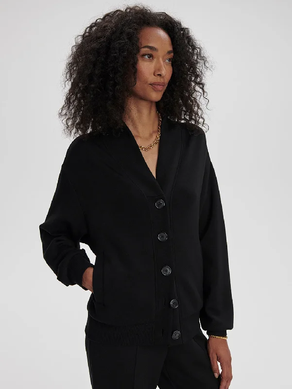 Women's Shawl Collar SweatersCeleste Button Through Cardigan - Black