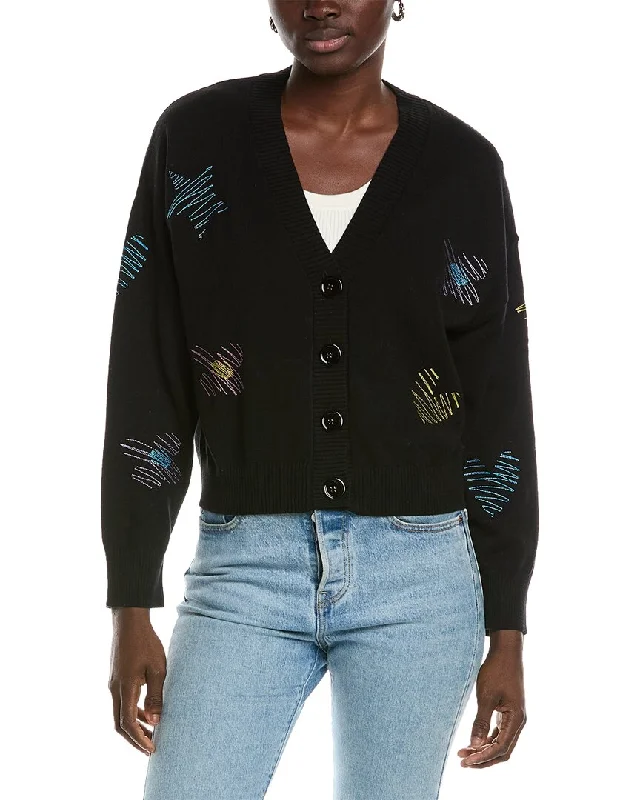 Women's Keyhole Collar SweatersWISPR Sketch Embroidered Silk-Blend Cardigan