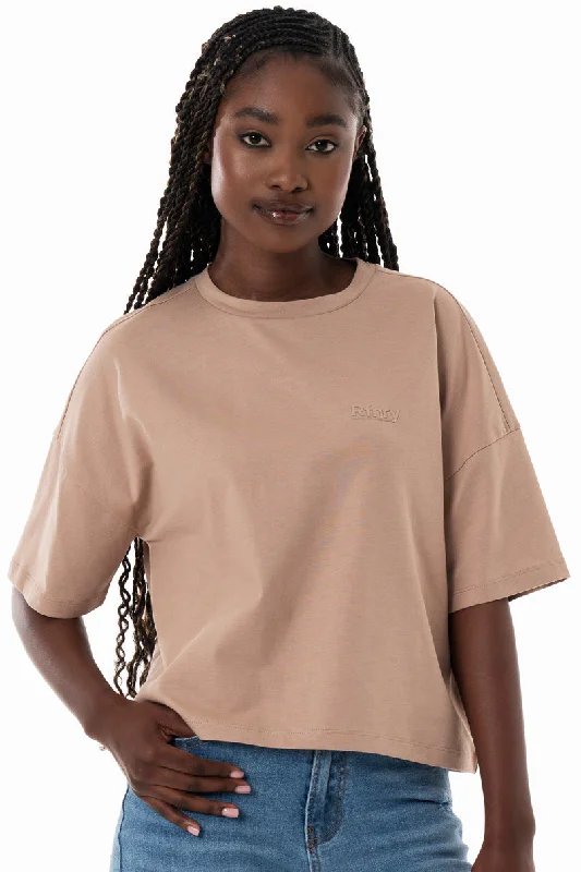 Women's Solid Color SweatersBoxy T-Shirt _ 154361 _ Taupe