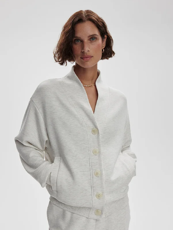 Women's Fitted SweatersCeleste Button Through Cardigan - Ivory Marl