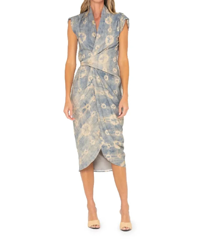 Women's Sweetheart-Neck DressesAlivia Dress In Blue Shibori