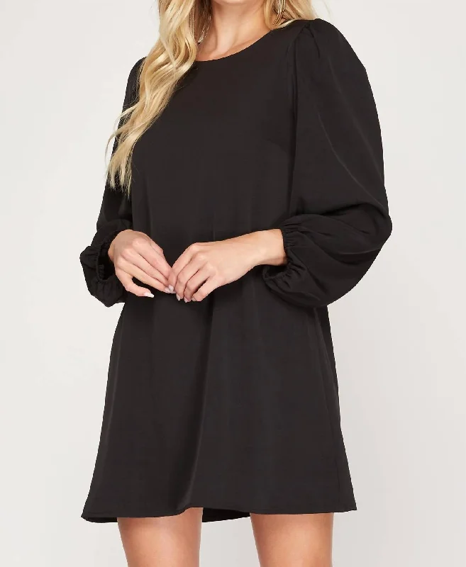 Women's Shawl Collar DressesBalloon Dress In Black