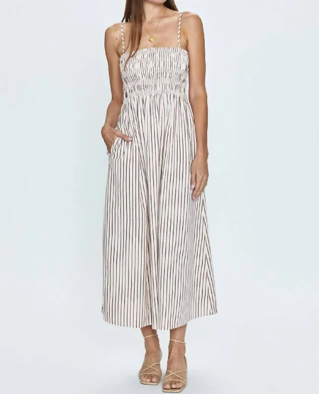 Women's Keyhole-Neck DressesBianca Dress In Tiramisu Stripe