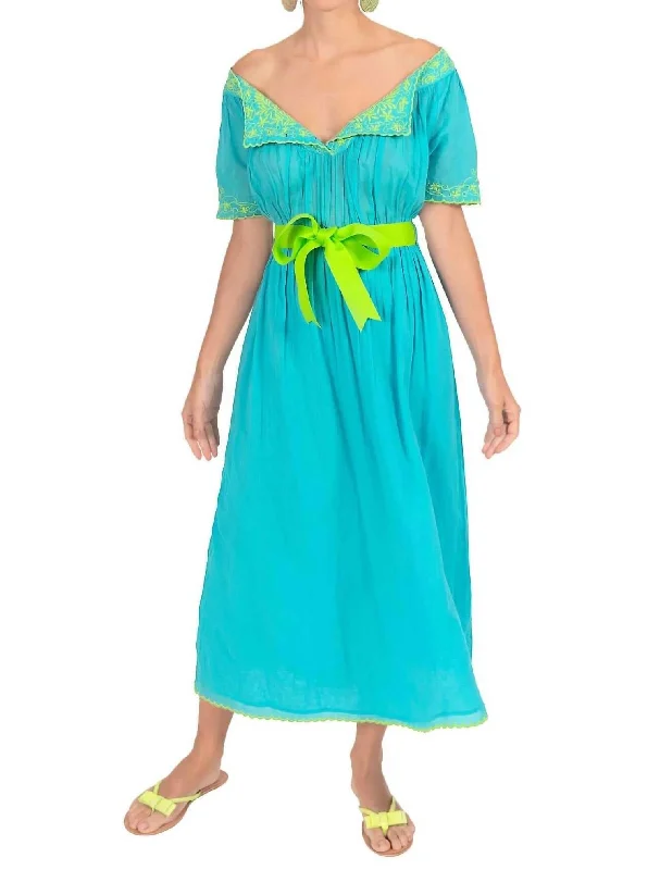 Women's Midi DressesBrideshead Embr Dress In Turq/lime