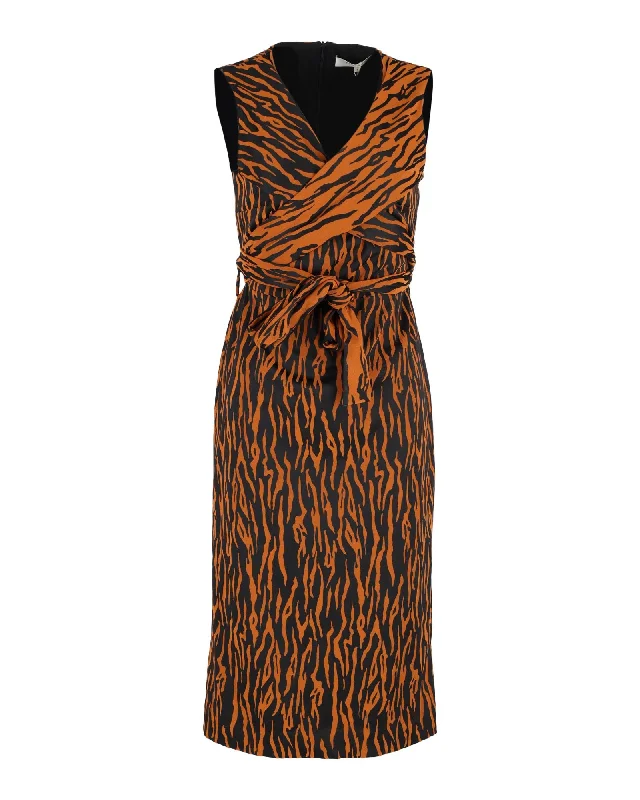 Women's Cold-Shoulder DressesDiane Von Furstenberg Sleeveless Wrap Dress in Orange Polyester