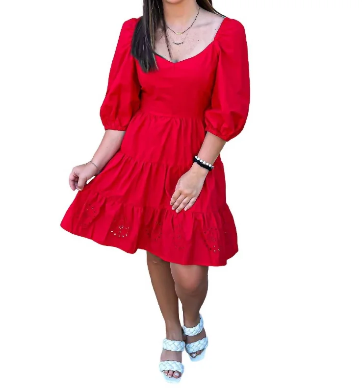 Women's Wide Collar DressesEntirely Yours Dress In Fiery Red