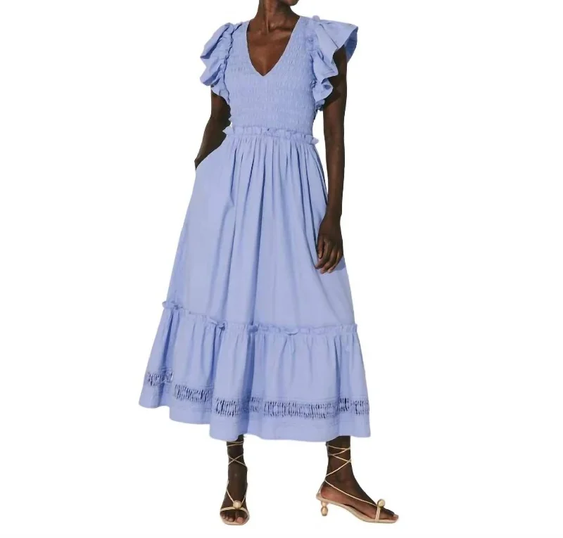 Women's Shawl Collar DressesGladys Ankle Dress In Periwinkle