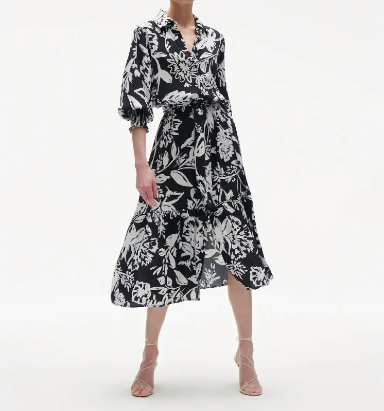 Women's V-Back DressesIndiana Dress In Porcelain Floral Black