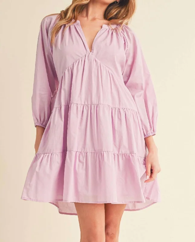 Women's Low-Neck DressesJenay Tiered Dress In Lilac