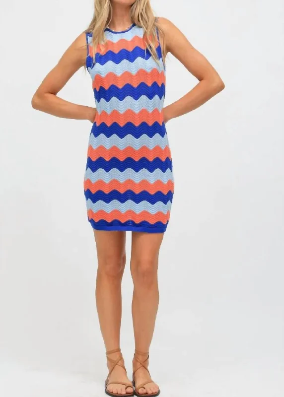 Women's Notched Collar DressesJulia Dress In Tangerine/cobalt