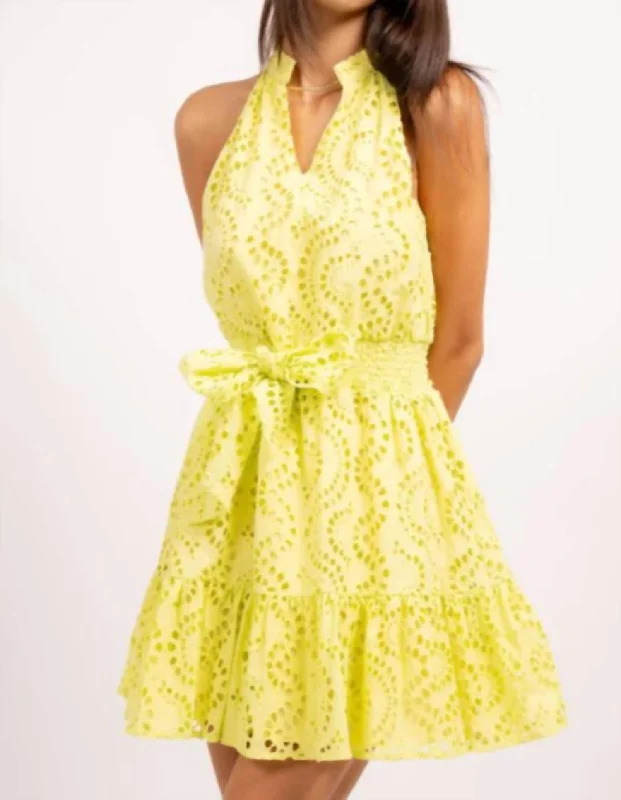 Women's Pleated DressesLiam Eyelet Dress In Citrine