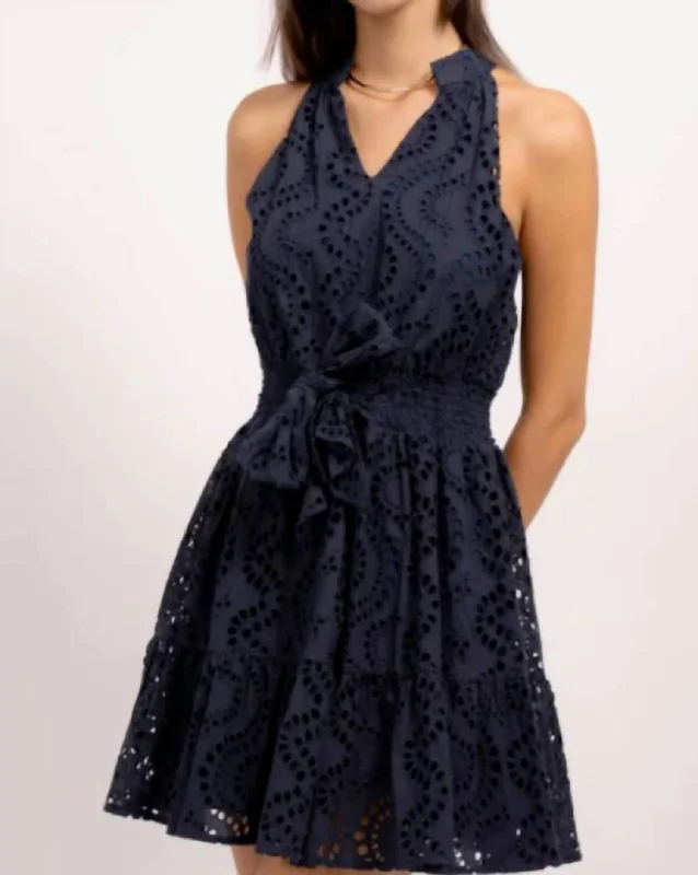 Women's U-Back DressesLiam Eyelet Dress In Navy