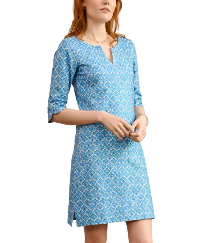 Women's U-Shaped Collar DressesLucy Dress In Blue Mosaic Glass