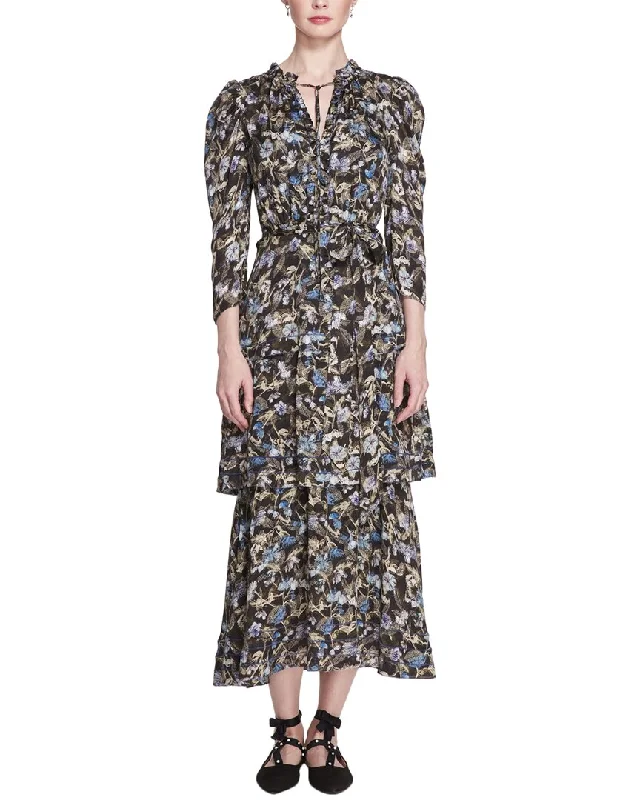 Women's Notched Collar DressesMarchesa Notte Floral Dress