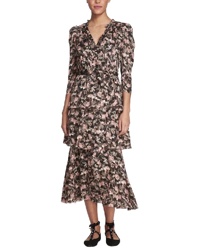 Women's Mandarin Collar DressesMarchesa Notte Juniper Floral Dress