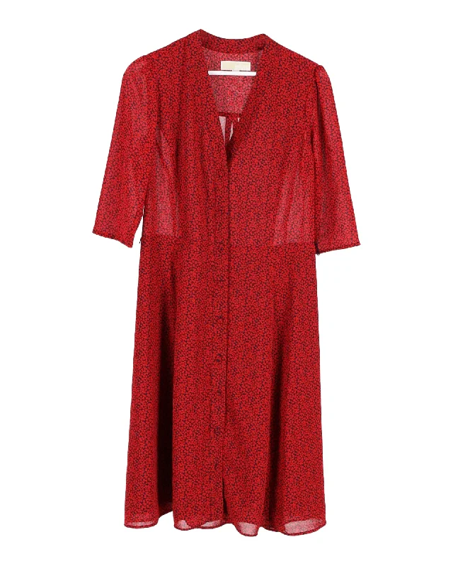 Women's Long-Sleeve DressesMichael Michael Kors Heart Print Dress in Red Polyester