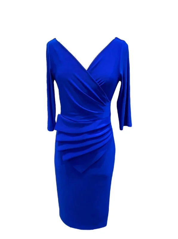 Women's Narrow-Neck DressesPleated Wrap Dress In Royal Sapphire