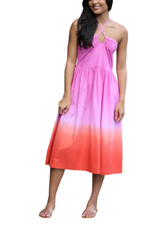 Women's Cold-Shoulder DressesRavin Dress In Pink/orange