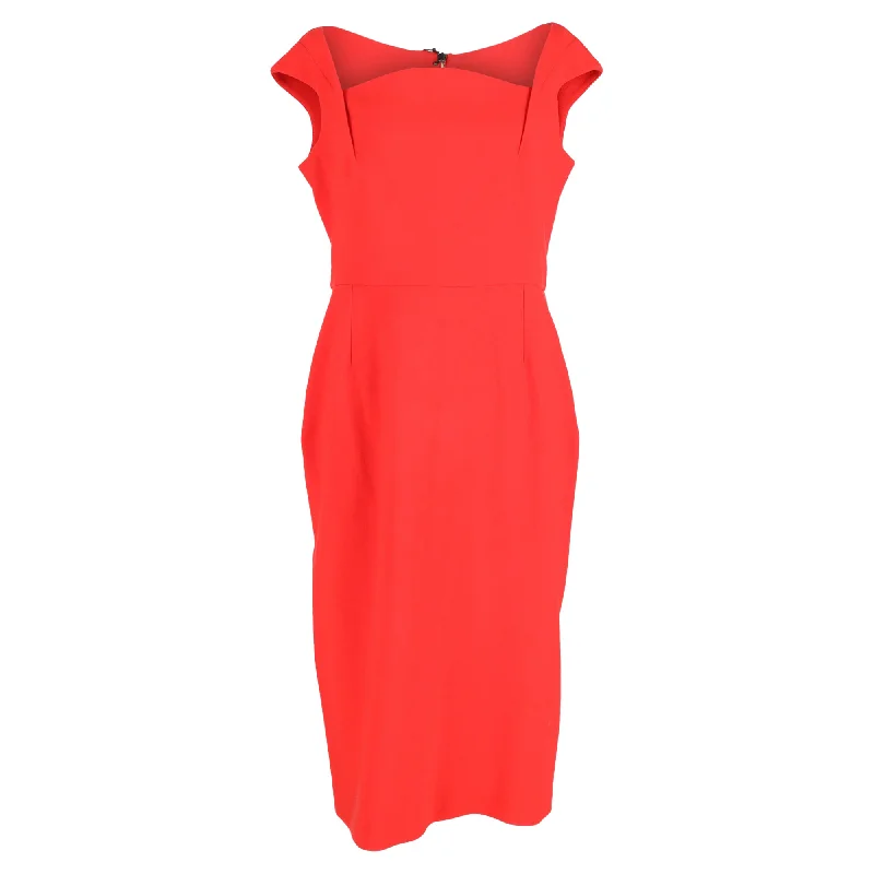 Women's Short-Sleeve DressesRoland Mouret Matlock Square-neck Cap-sleeve Sheath Dress in Red Cotton