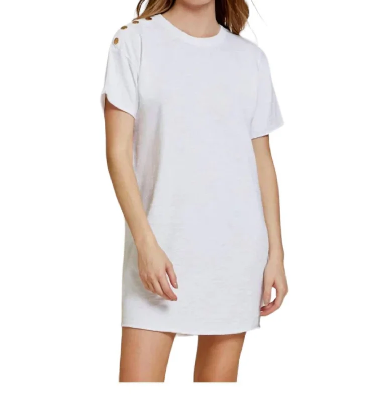 Women's Rounded Collar DressesRowan Short Sleeve Dress In White