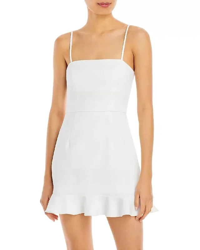 Women's V-Back DressesRuffle Bottom White Dress