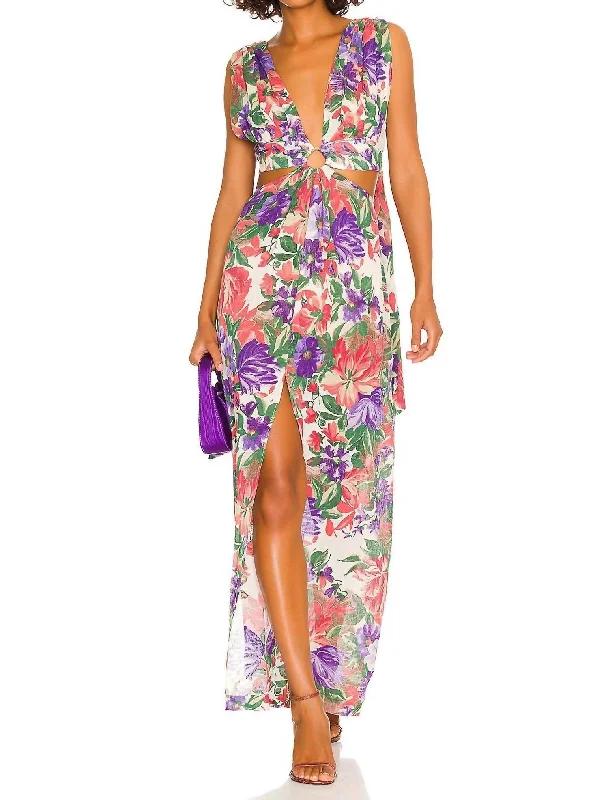 Women's Square Collar DressesSara Dress In Purple Floral