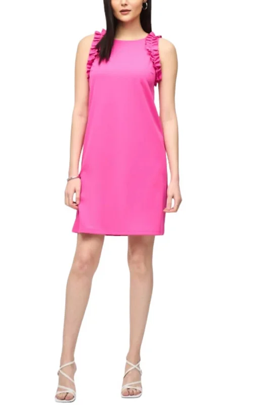 Women's Low Collar DressesScuba Crepe Sleeveless Dress In Ultra Pink