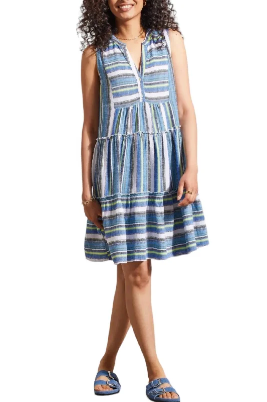 Women's Square-Back DressesSleeveless Tiered Dress In Blue Sea