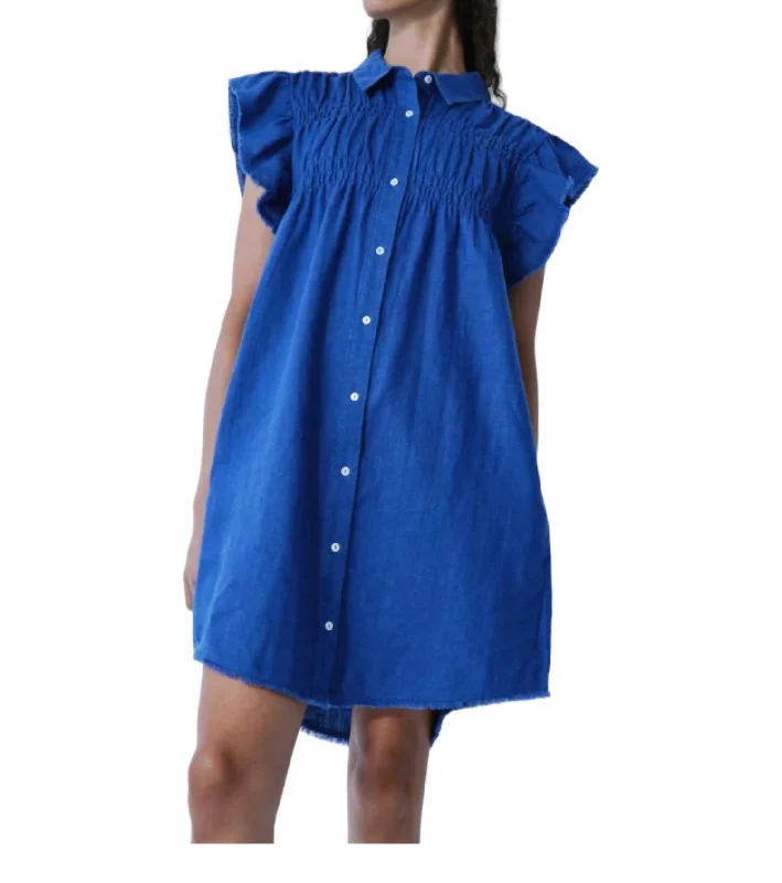 Women's Shirt Collar DressesSunset Dress In Batik Blue