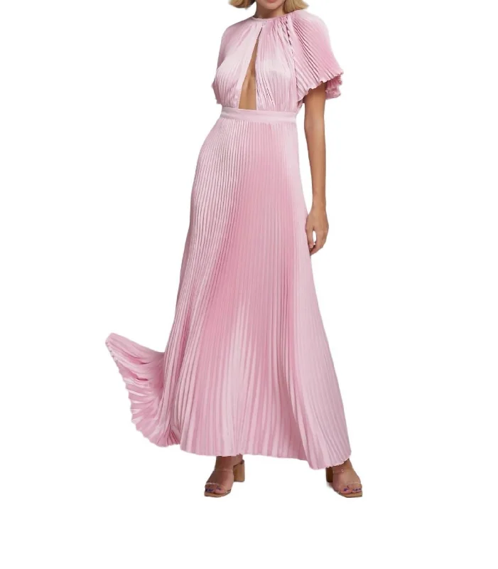 Women's Boat-Back DressesTheatre Full Length Split Gown Dress In Pink