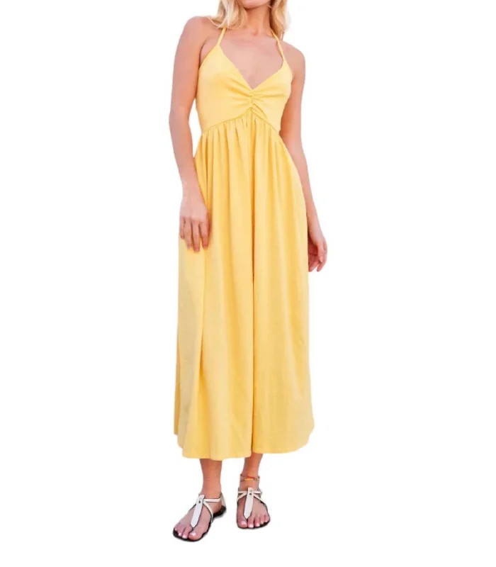 Women's Pleated DressesTie Back Dress In Sun Yellow