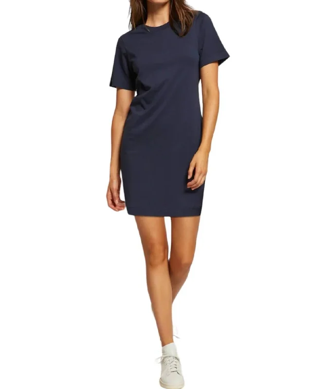 Women's Low Collar DressesTiegan Short Sleeve Dress In Navy