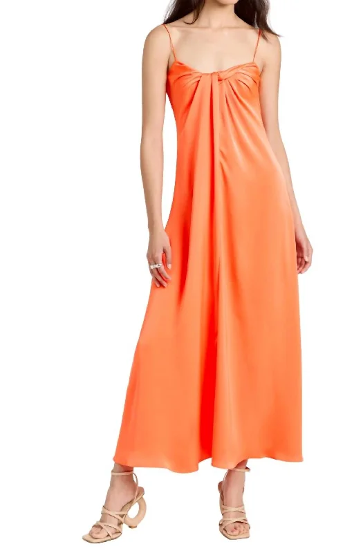 Women's Mini DressesTwist Front Slip Dress In Hot Orange