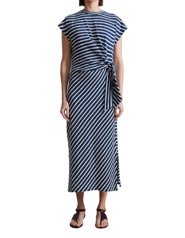 Women's Short-Sleeve DressesVanina Cinched Waist Dress In Navy/cream Stripe