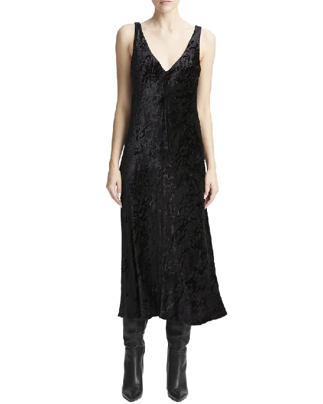 Women's Rounded Collar DressesVince Luxe Textured Velvet Slip Dress