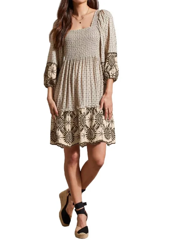 Women's Wide Collar DressesWear 2 Ways Embroidered Dress In French Oak