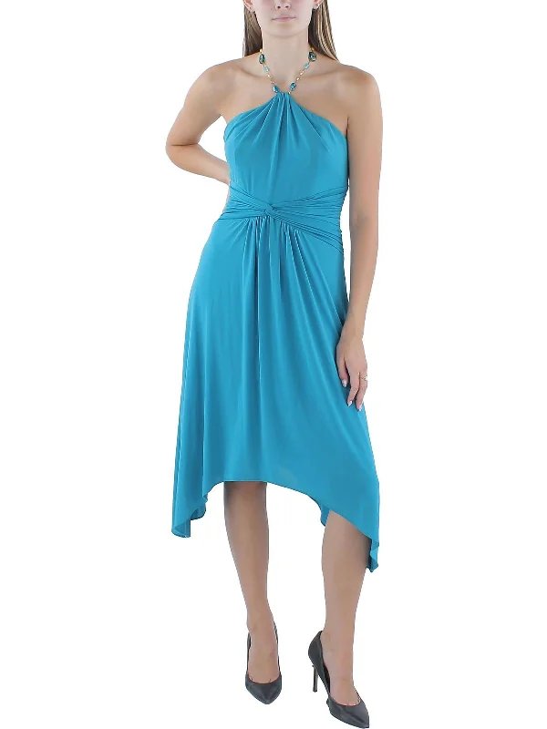 Women's Rounded Collar DressesWomens Boning Twist Front Halter Dress