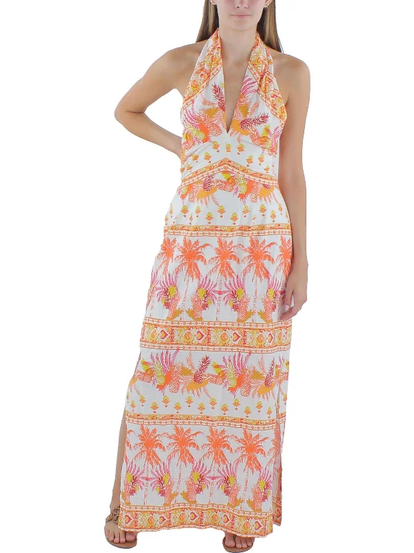 Women's V-Neck DressesWomens Cotton Printed Halter Dress