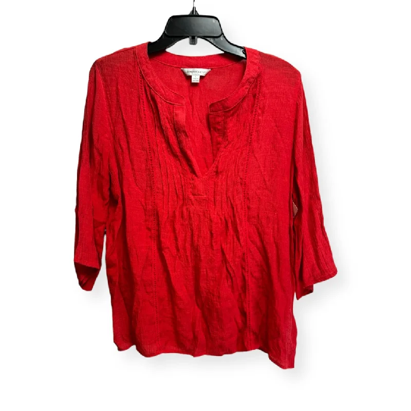 Women's Blouse with RufflesTop 3/4 Sleeve By Counterparts  Size: L