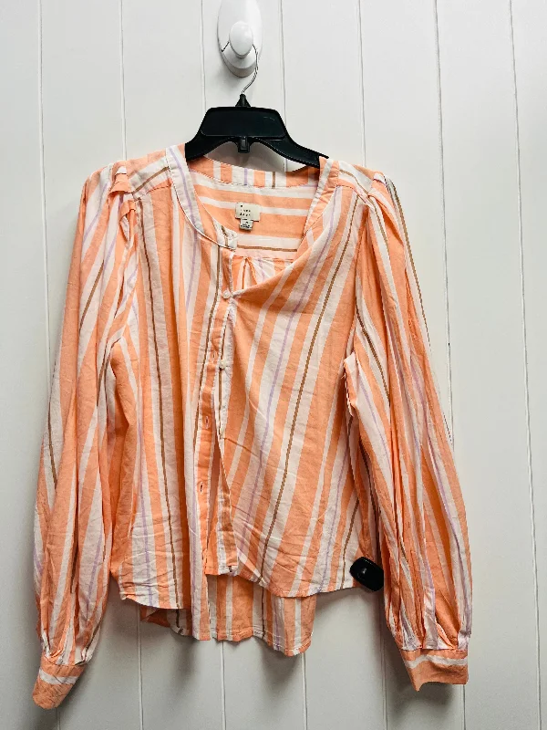 Women's Blouse with Boat CollarTop Long Sleeve By A New Day  Size: M