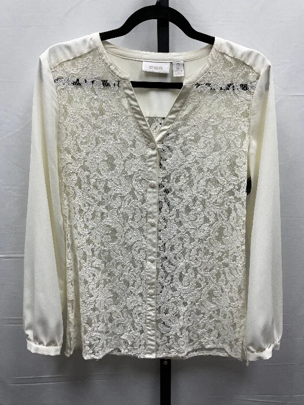 Women's Blouse with Rounded CollarTop Long Sleeve By Chicos  Size: S