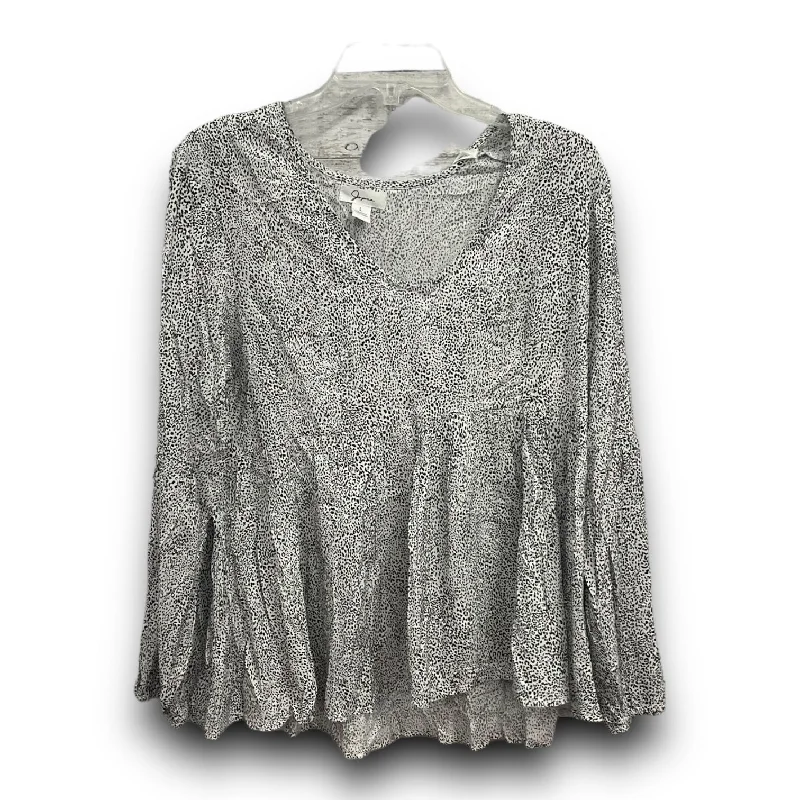 Women's Blouse with V-Shaped CollarTop Long Sleeve By Japna  Size: L