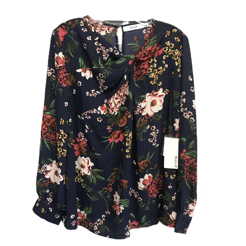 Women's Blouse with Keyhole CollarTop Long Sleeve By Just Fab  Size: L