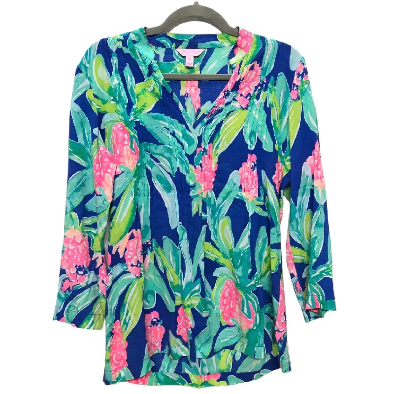 Women's Blouse with High CollarTop Long Sleeve By Lilly Pulitzer  Size: Xs