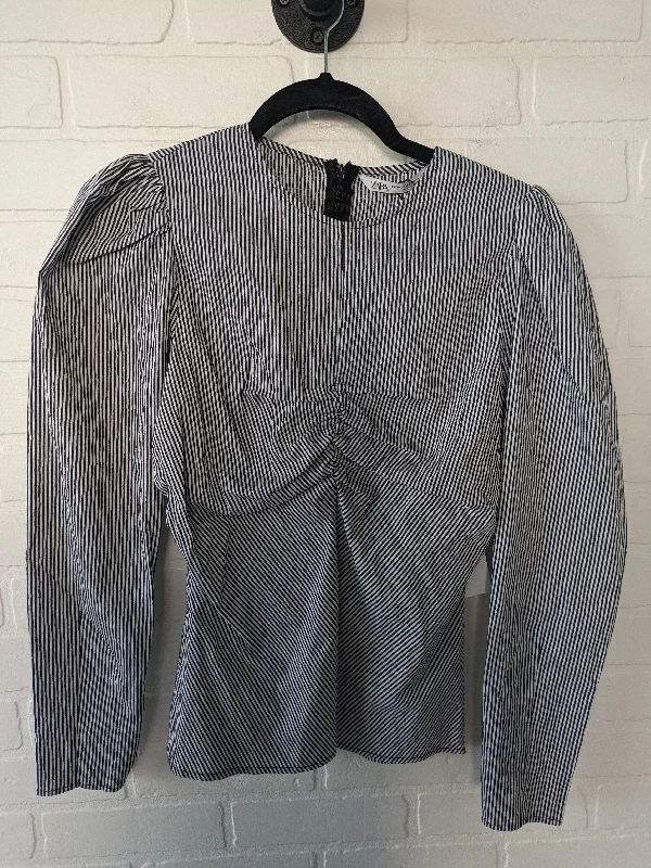 Women's Blouse with Shirt CollarTop Long Sleeve By Zara  Size: Xs